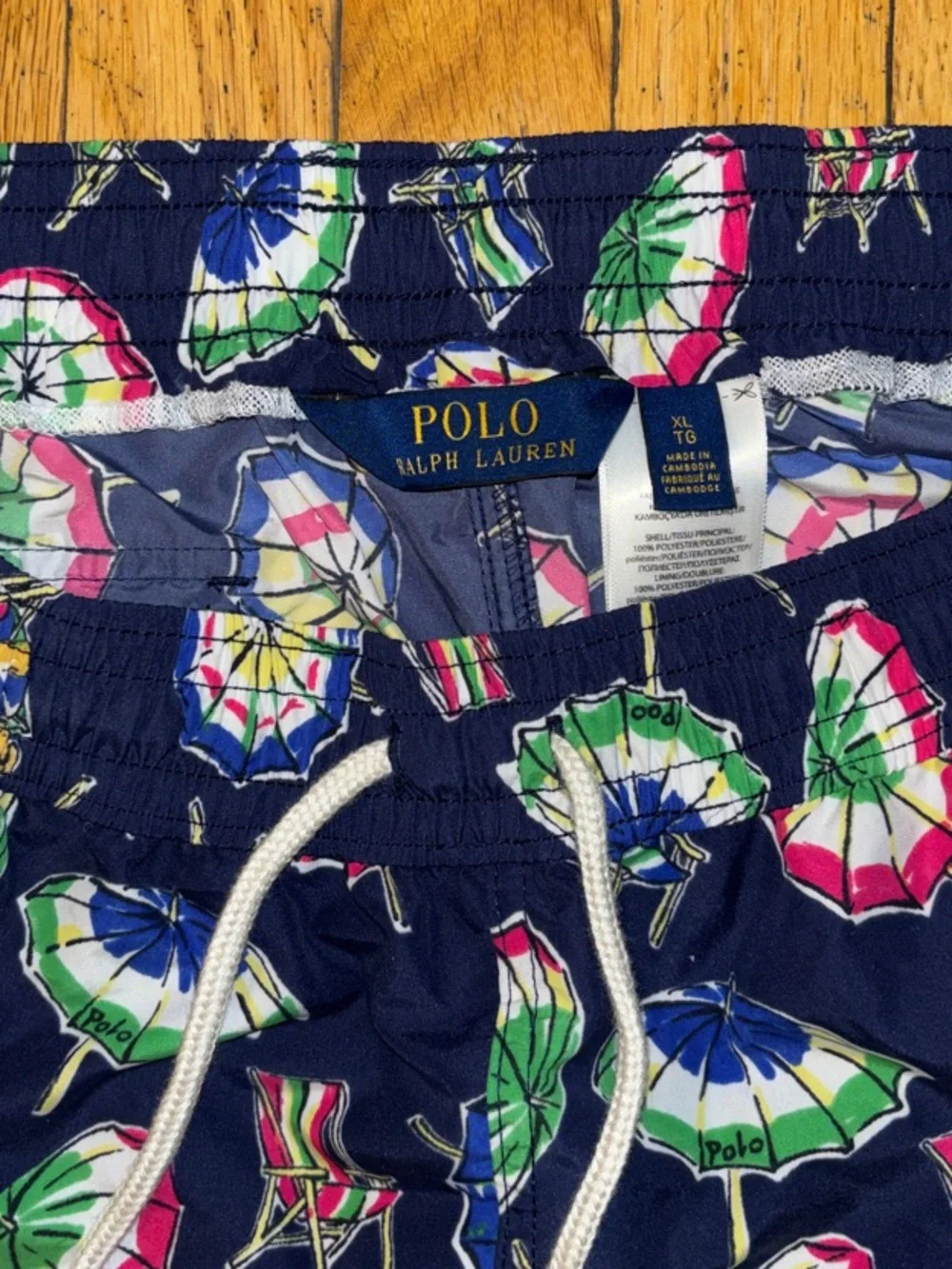 Polo Ralph Lauren Navy Blue Polo Bear Beach Umbrella Swim Trunks - X Large